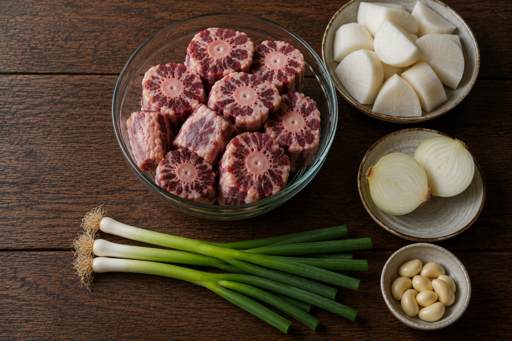 Ingredients for Korean Oxtail Soup Recipe 
