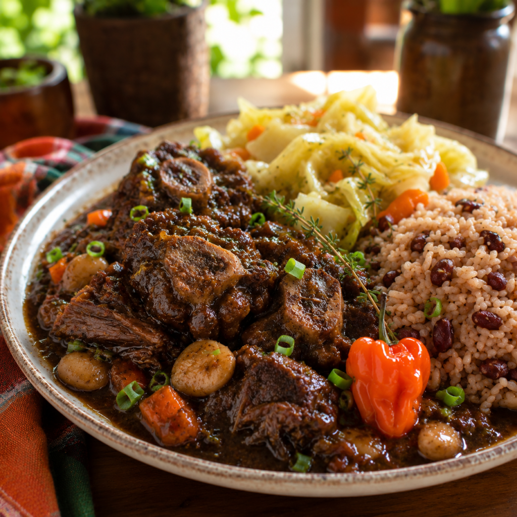Jamaican oxtail recipe slow cooker with rich gravy