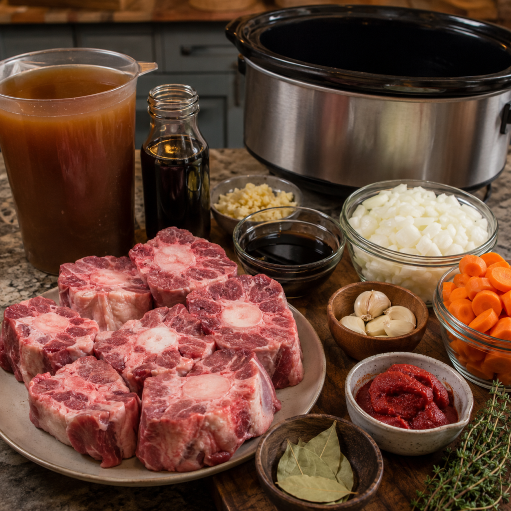 No wine slow cooker braised oxtail ingredients