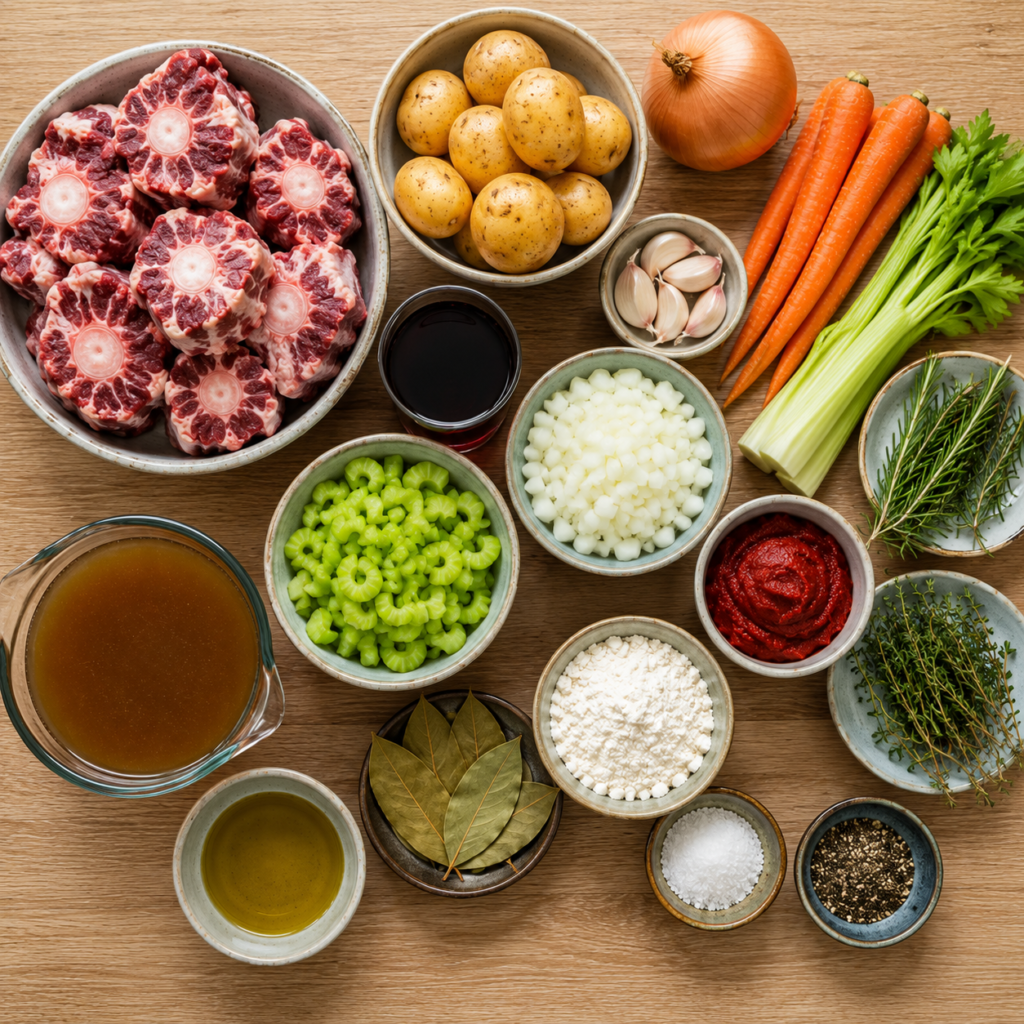 Ingredients for slow cooker oxtail stew
