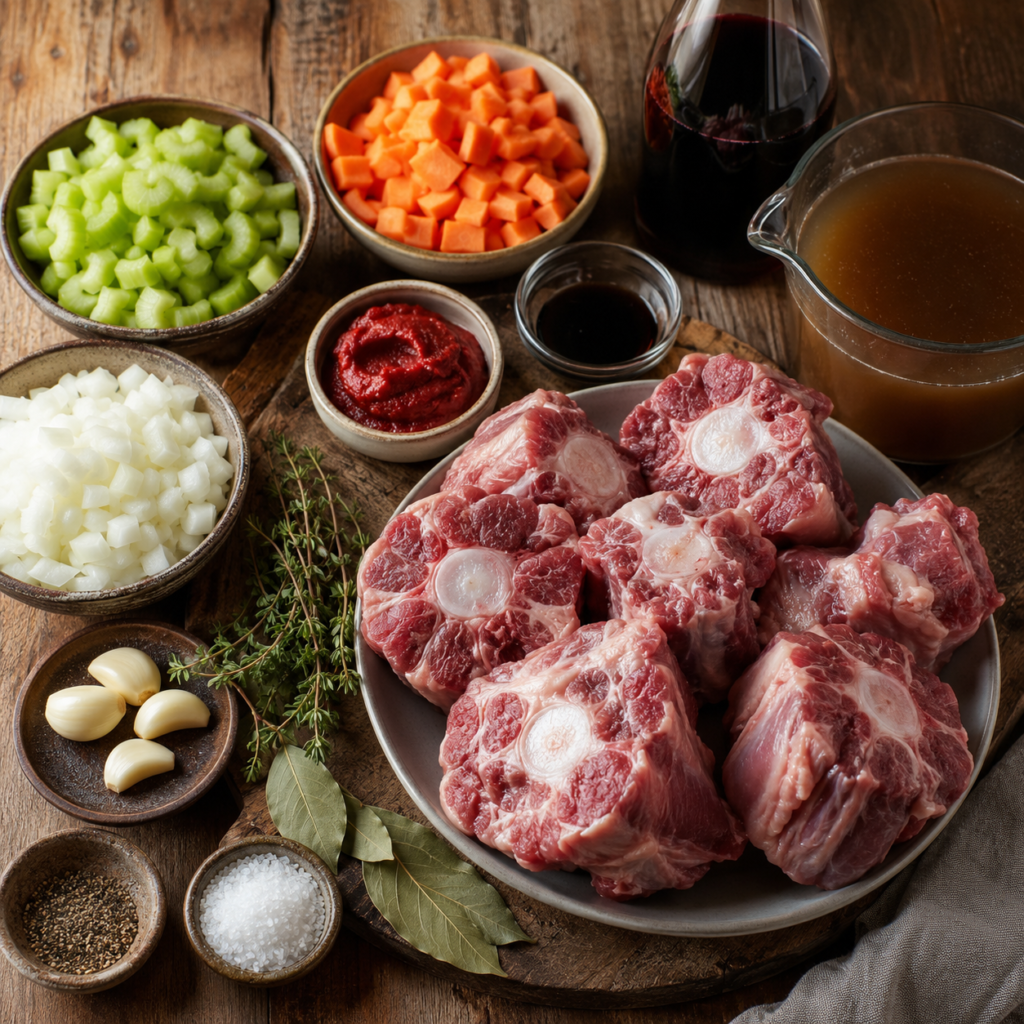 Ingredients for slow cooker braised oxtail
