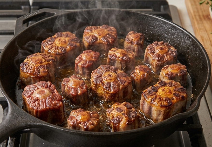 Brown Oxtails Before Slow Cooking