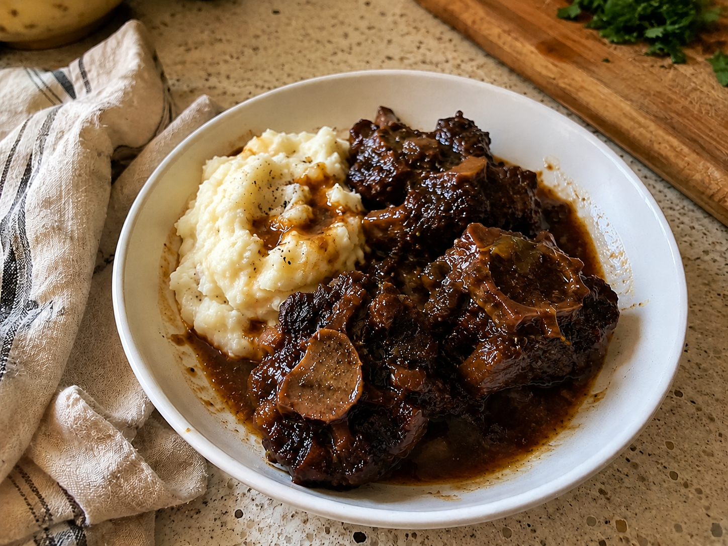 Tender smoked oxtails with rich gravy