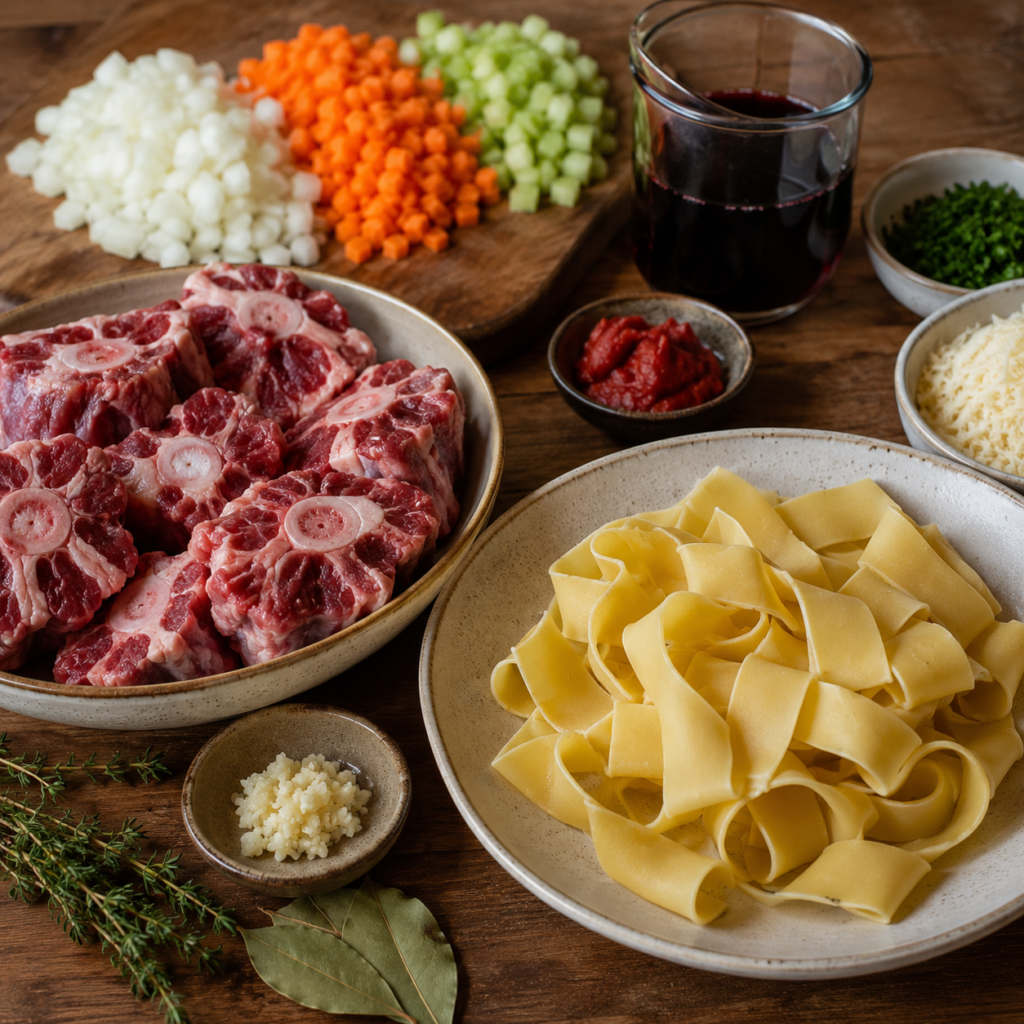 Ingredients for Oxtail Ragu and Pappardelle