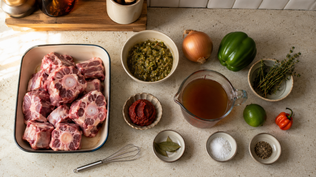 Ingredients needed for Haitian oxtail slow cooker recipe