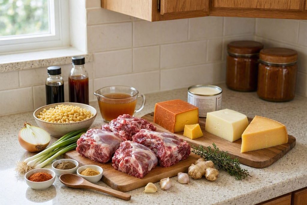 Ingredients for Oxtail Mac and Cheese