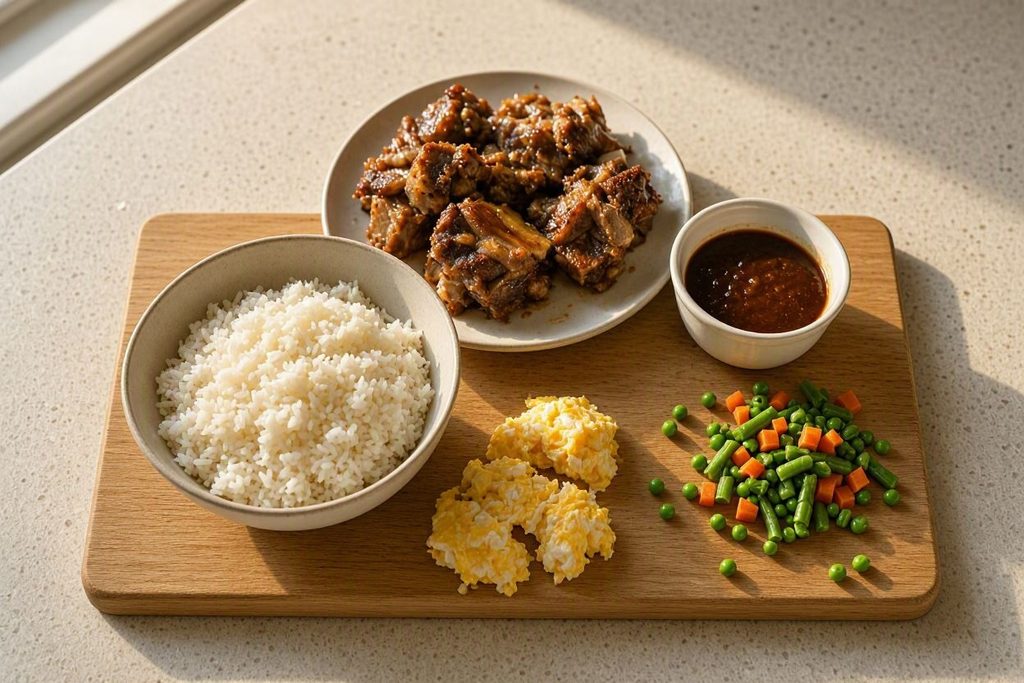 Ingredients for oxtail fried rice