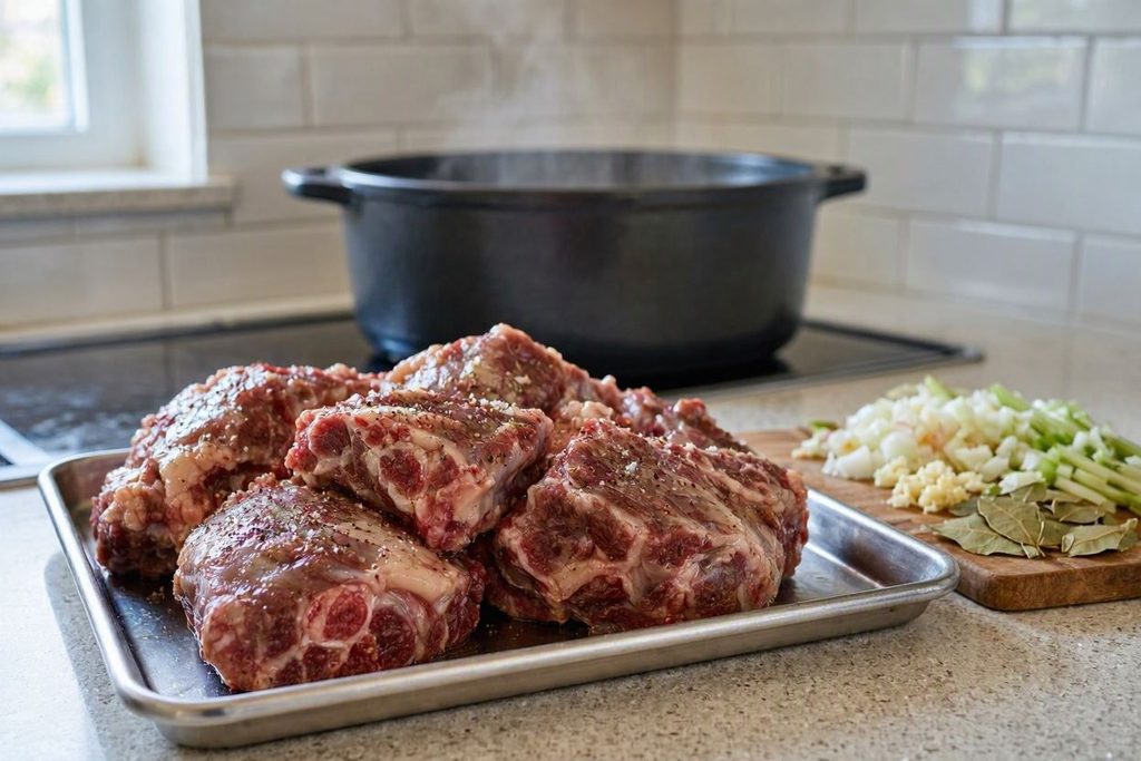 Raw oxtail before cooking